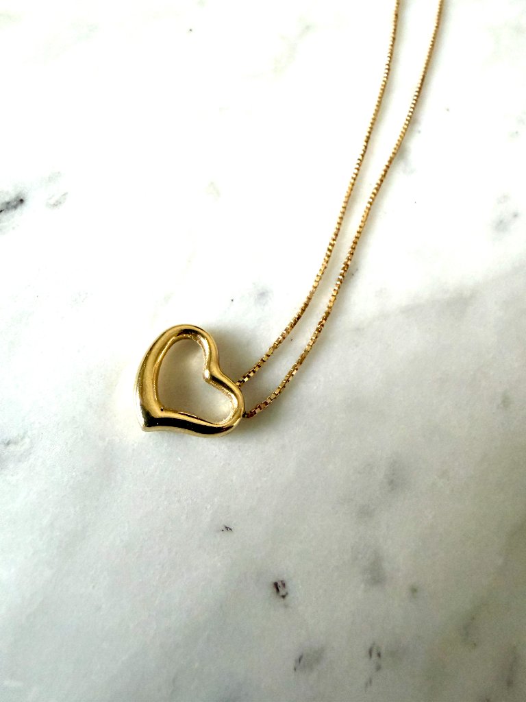 14k Yellow Gold Italian Heart Pendant Necklace